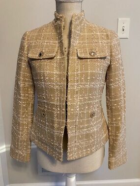 Ann Taylor Beige Tweed Blazer Jacket